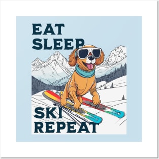 Eat Sleep Ski Repeat Posters and Art